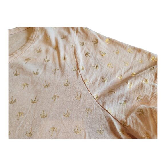 Lane Bryant T-Shirt Size 18/20 Pink w Gold Metallic Palm Trees Short Sleeve Tee - Picture 6 of 11